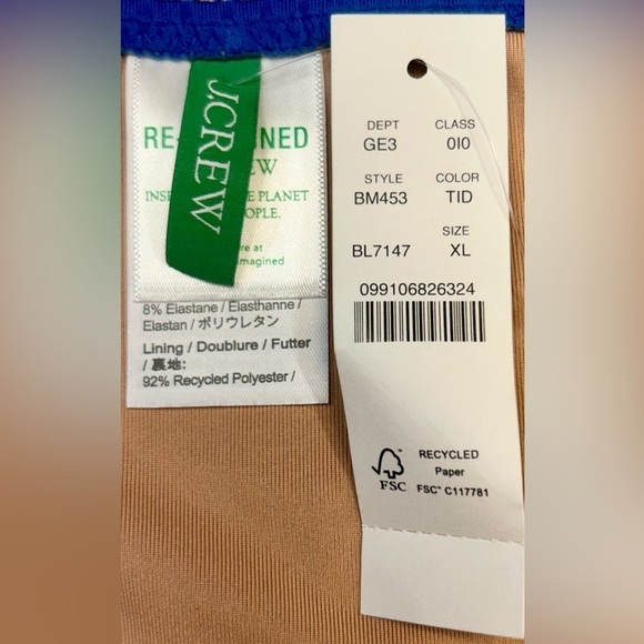 NWT J. Crew Blue Wide-Rib Hipster Full-Coverage Bikini Bottom, Low-Mid-Rise, XL - Picture 9 of 14